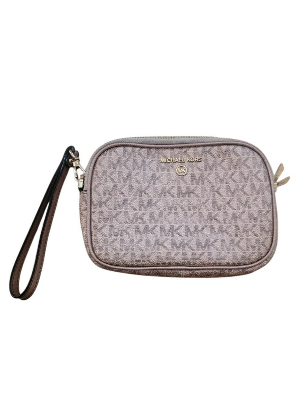 Michael Kors $115 Rosemary Monogram Double Zip Wristlet 7x5in